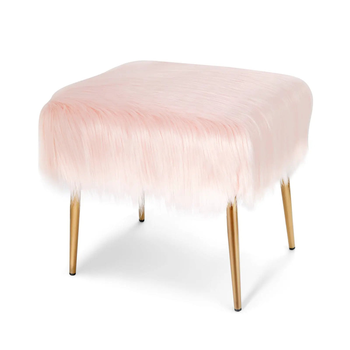 Faux Fur Vanity Stool with Golden Metal Legs for Makeup Room, photo 2 of 16