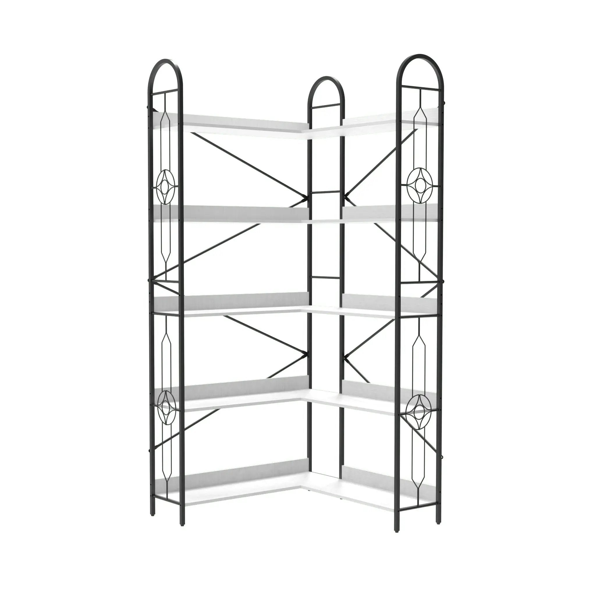 Industrial Style Corner Bookshelf With Thickened Iron Frame by Unique Piece Furniture