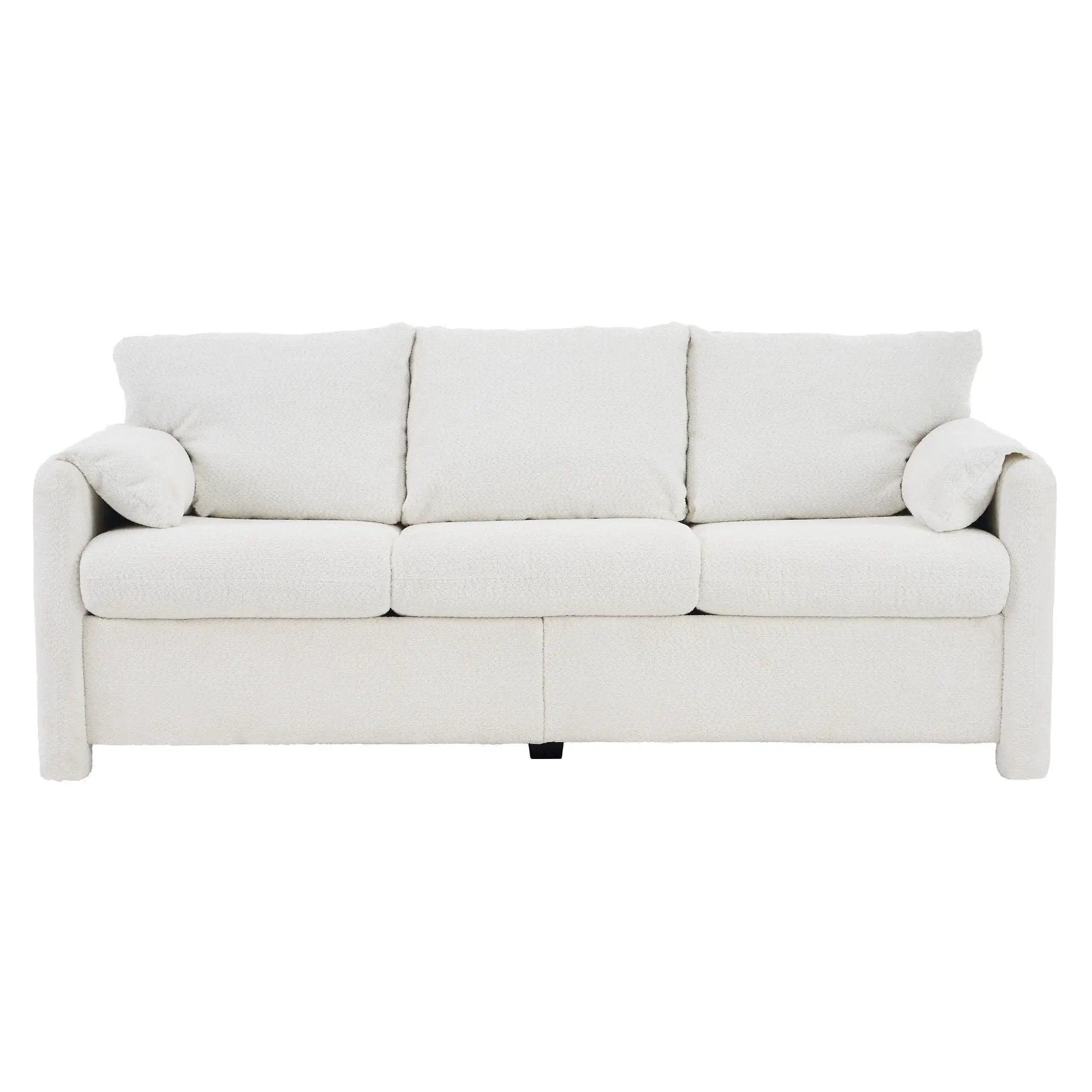 Modern 3 Seater Sofa Chenille Couch Plush Triple Seater Sofa With High Density Foam Cushions, Deep Seat Living Room Couch For Family Room, Apartment & Home Theater - Ivory White by Unique Piece Furniture