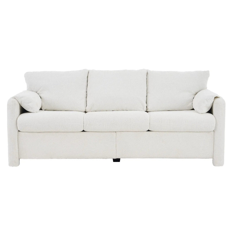 Modern 3 Seater Sofa Chenille Couch Plush Triple Seater Sofa With High Density Foam Cushions, Deep Seat Living Room Couch For Family Room, Apartment & Home Theater - Ivory White by Unique Piece Furniture