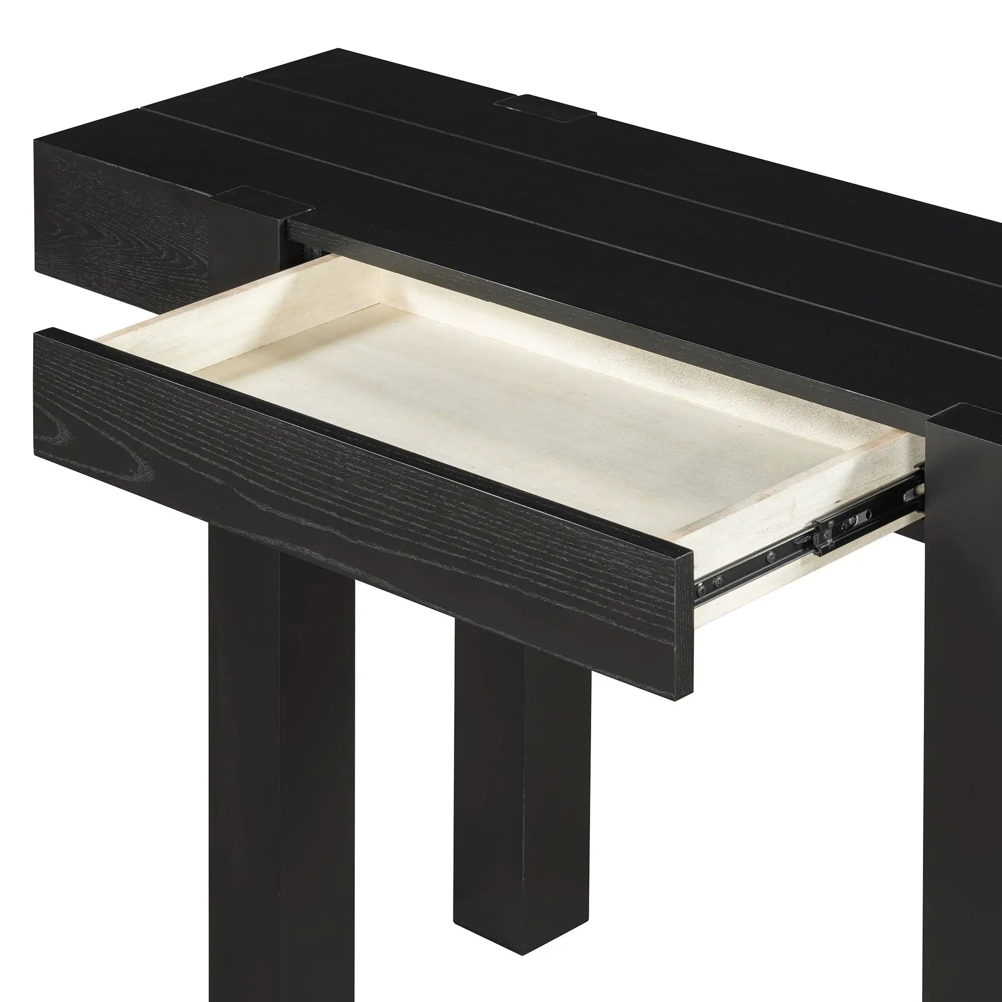 TREXM Rustic Minimalist Console Table with Hidden Drawer, Side Power Outlet by HouseOfZazla