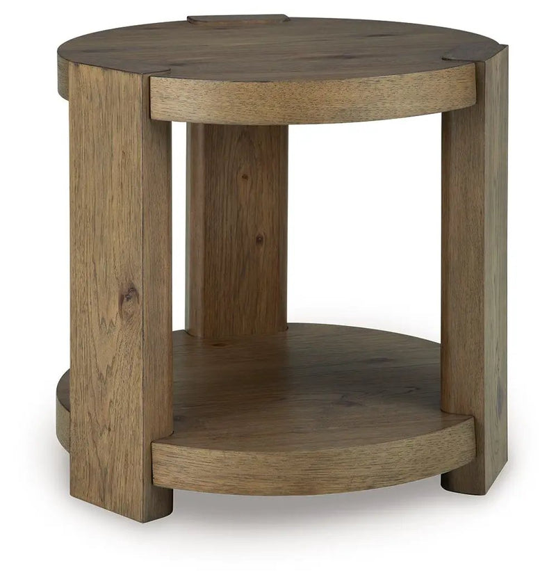 Flangren - Round End Table - Light Brown by Unique Piece Furniture