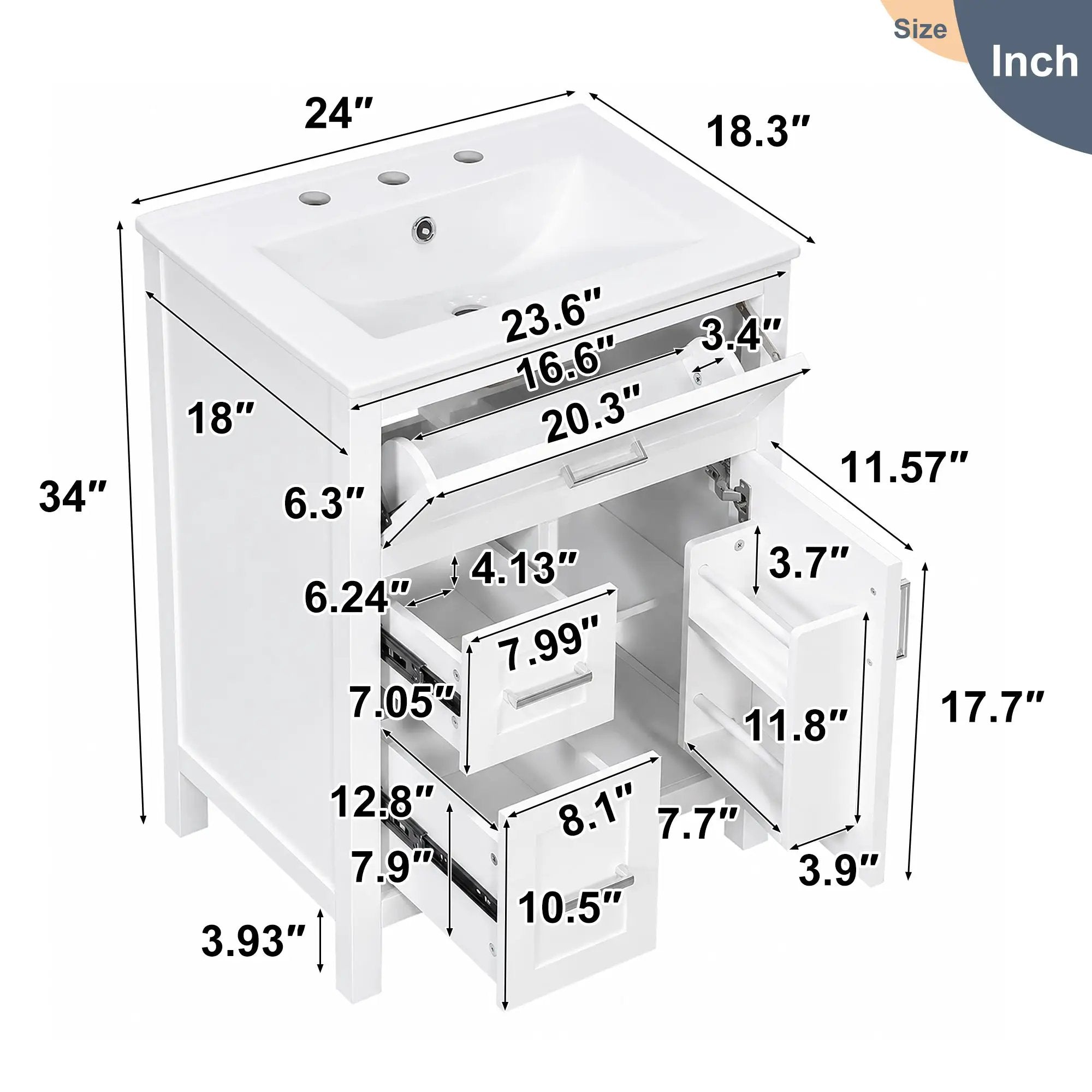 24 Inch Bathroom Vanity with Ceramic Sink by HouseOfZazla