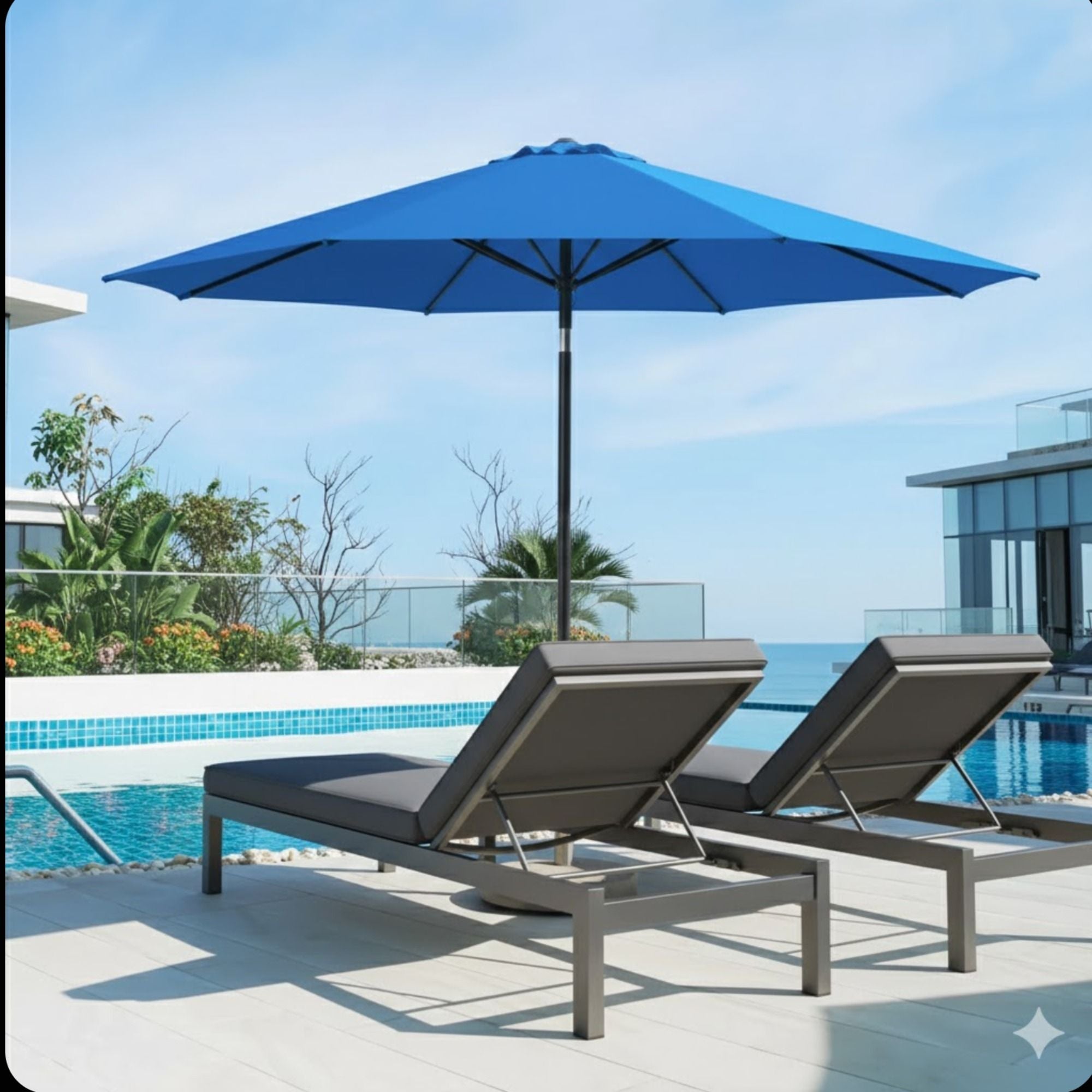 Patio Umbrella With Crank Lift And Tilt, UV-Resistant Canopy by HouseOfZazla