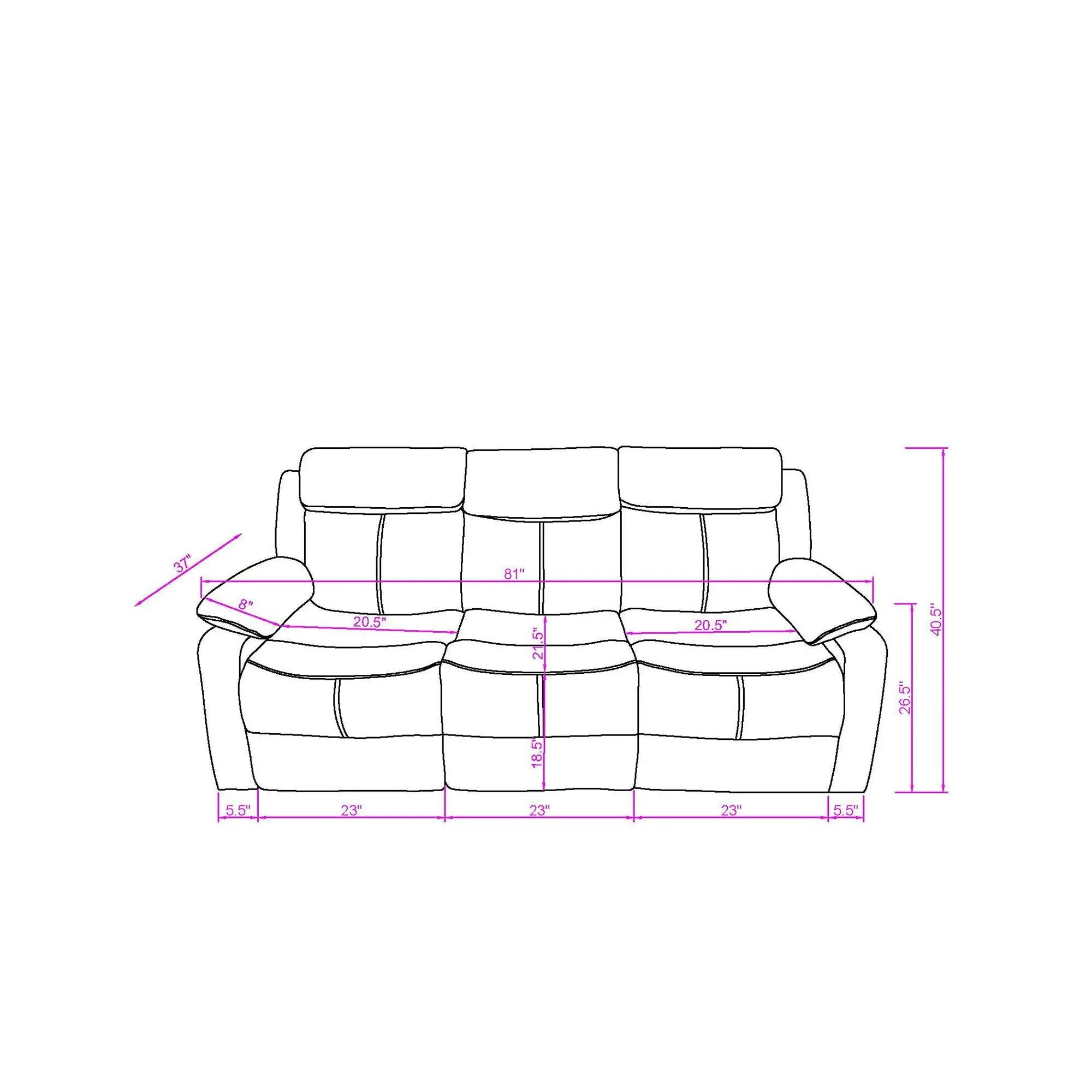 Blanche - Reclining Set With LED Lights, Speaker by Unique Piece Furniture
