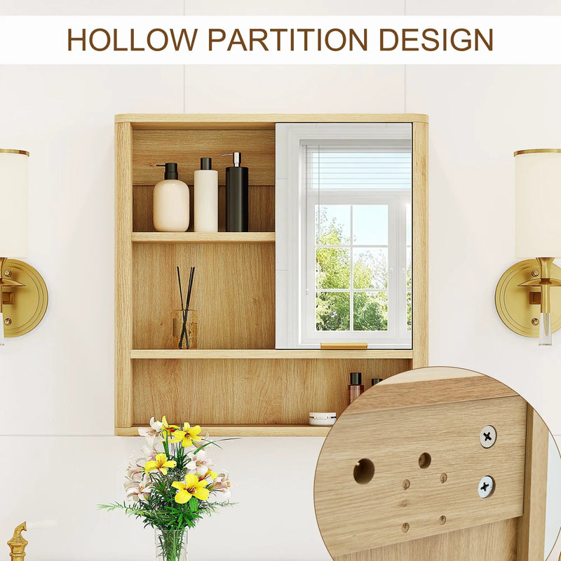 Natural Wood Finish Wall Mounted Mirror Cabinet by HouseOfZazla