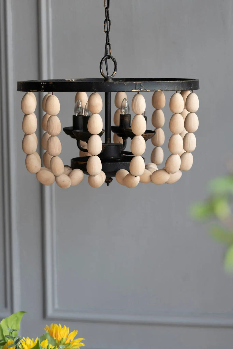 4 Light Wood Chandelier, Hanging Light Fixture With Adjustable Chain For Kitchen, Bulb Not Included - Cream by Unique Piece Furniture
