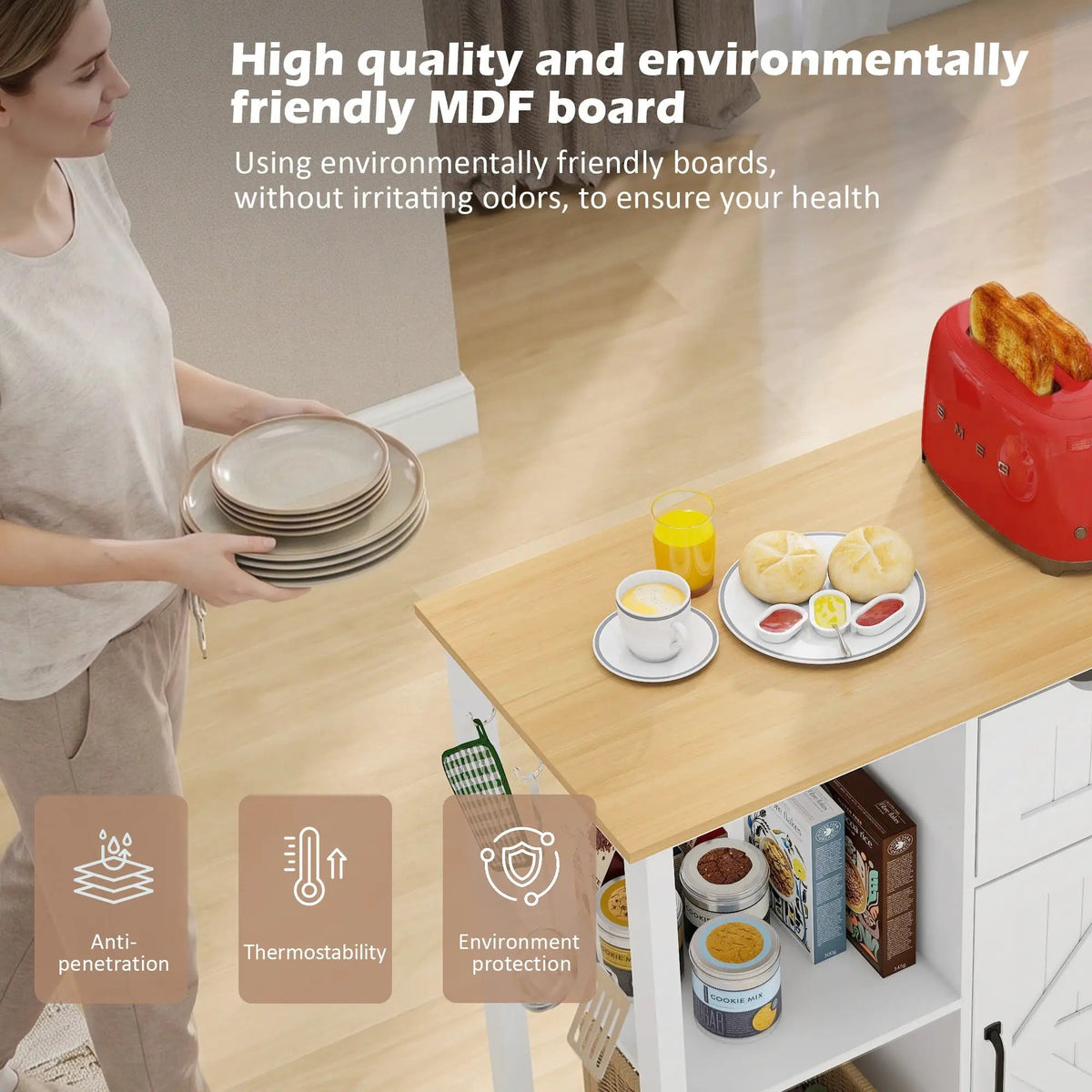 Kitchen Island Cart with Mobile Storage Cabinets by HouseOfZazla