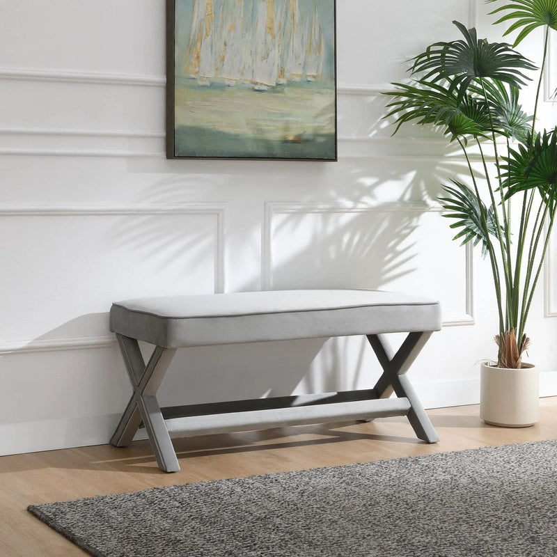 Comfort Double Bench Upholstered With X Crossed Legs by HouseOfZazla