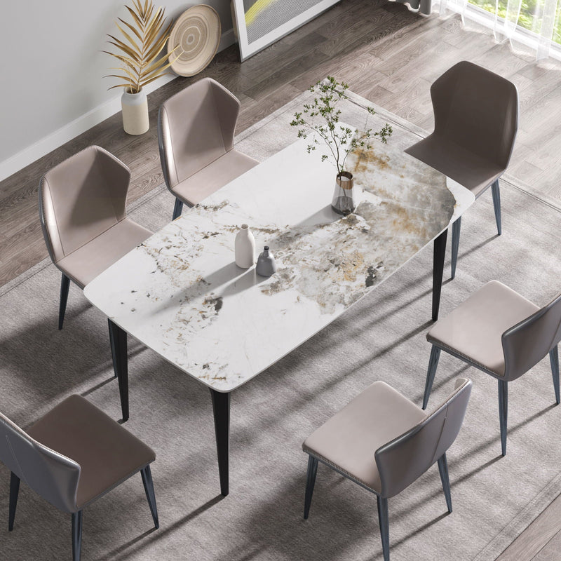 Modern Artificial Stone Pandora Curved Leg Dining Table 6 People - Antique White by HouseOfZazla