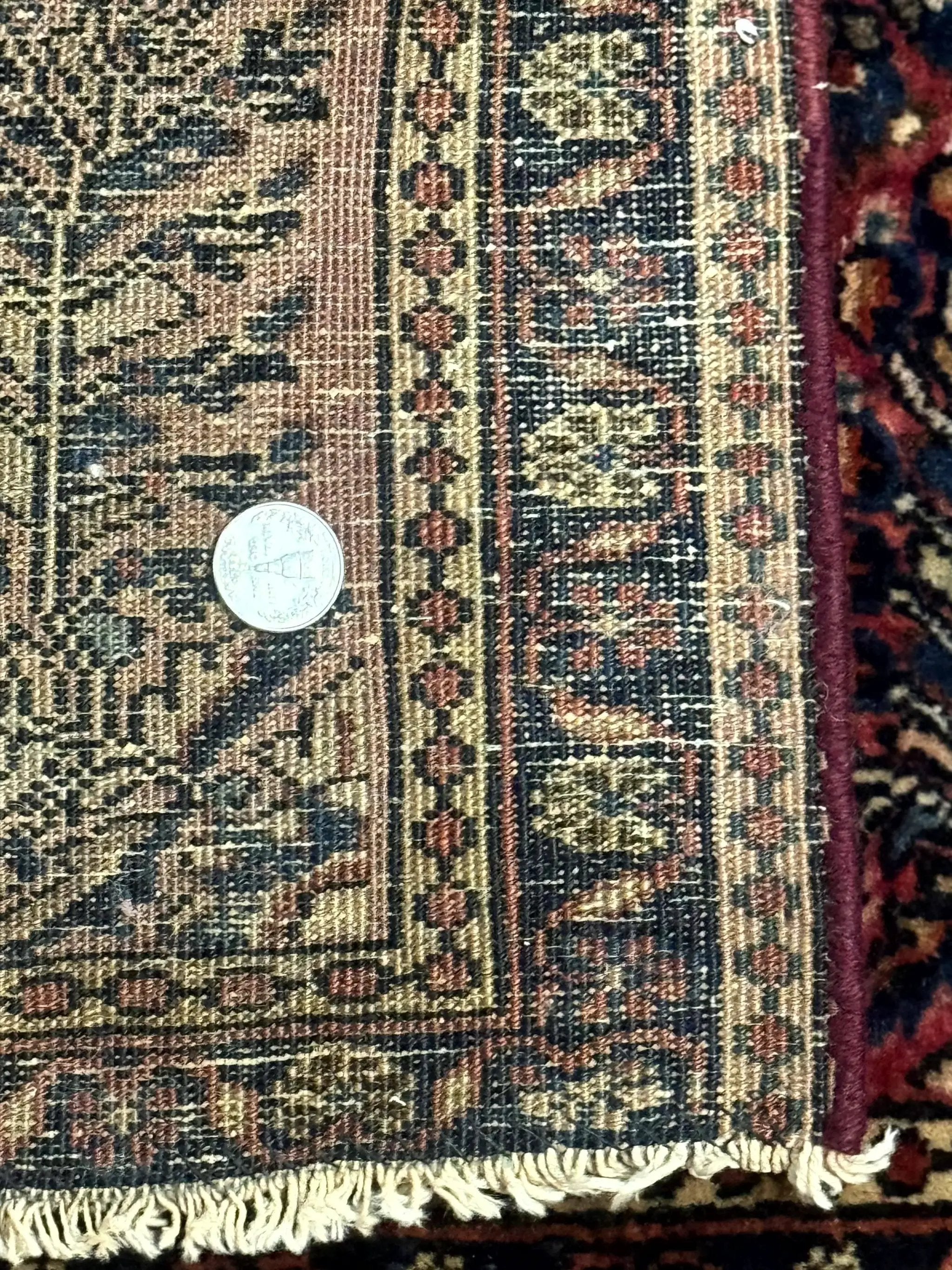 Small Antique Persian Sarouk Rug 2x2 ft, Red 1920s Wool Rug by Jewel Rugs
