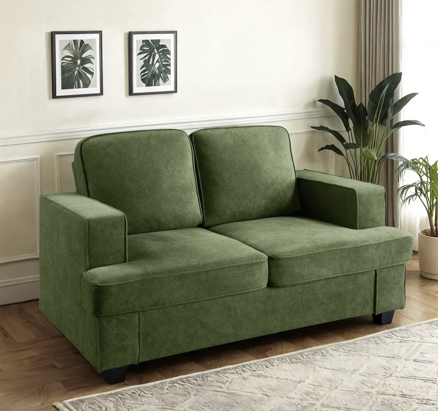 Modern Loveseat, Comfortable 2 Seater Couch With Deep Seating, Loose Back Cushions, Wide Arms by Unique Piece Furniture