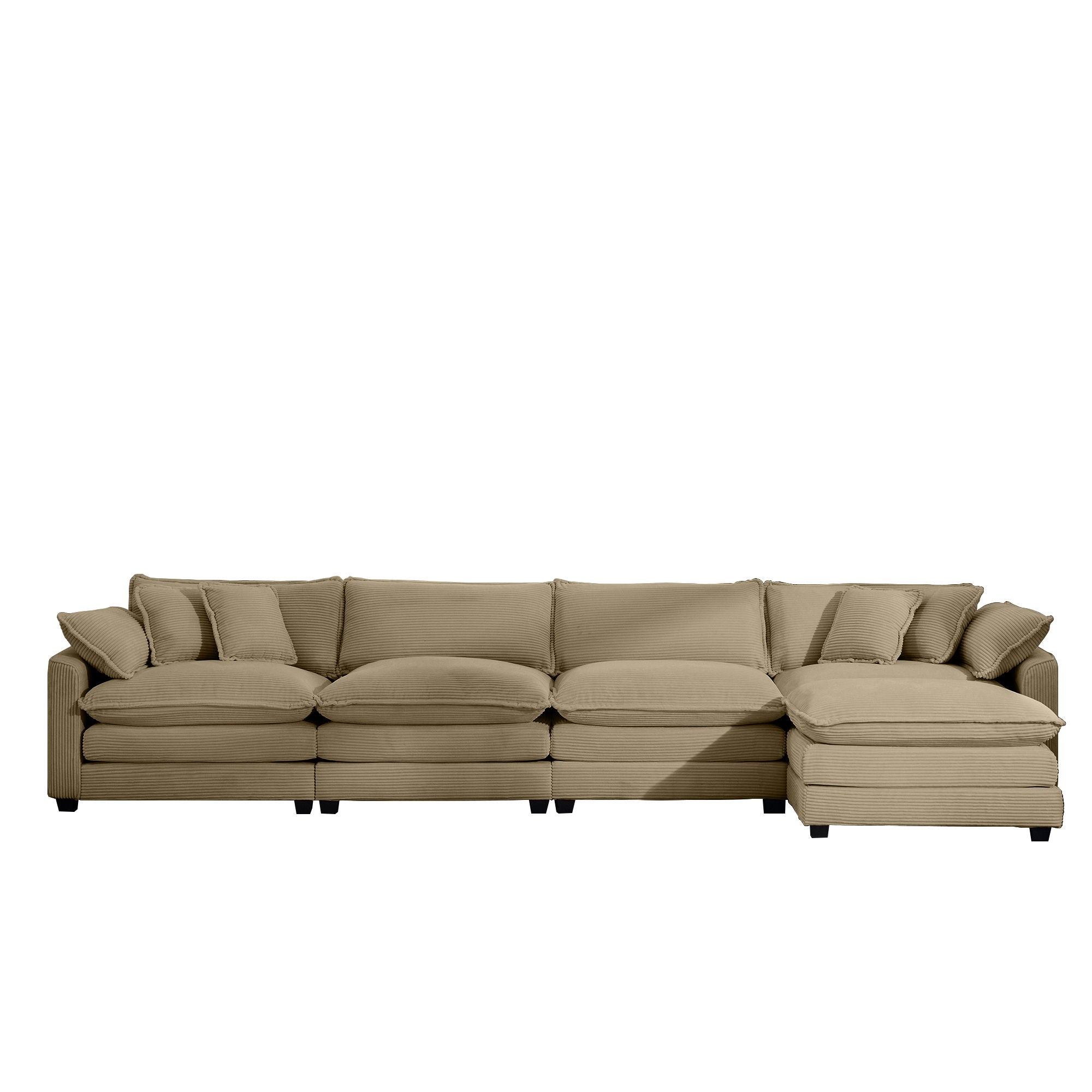 Modern Oversized Modular Cushion Sofa With Ottoman, Low Back, Deep Seating Sofa Set by Unique Piece Furniture