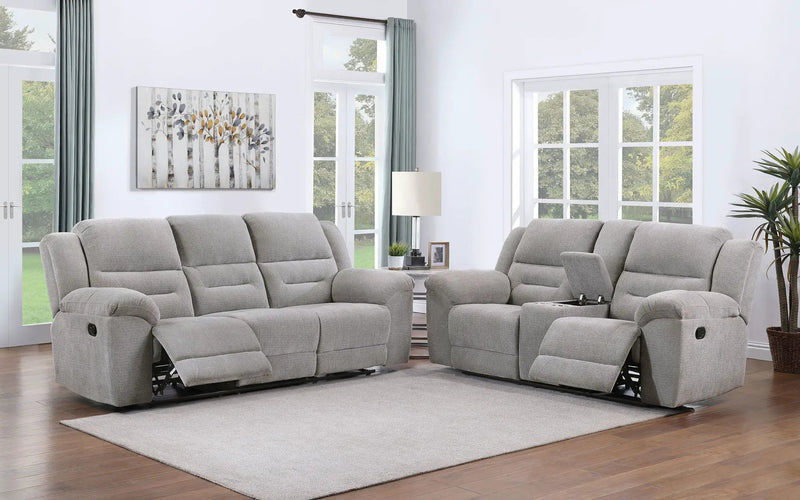 Gilson 2-piece Chenille Upholstered Reclining Sofa Set Grey by Unique Piece Furniture