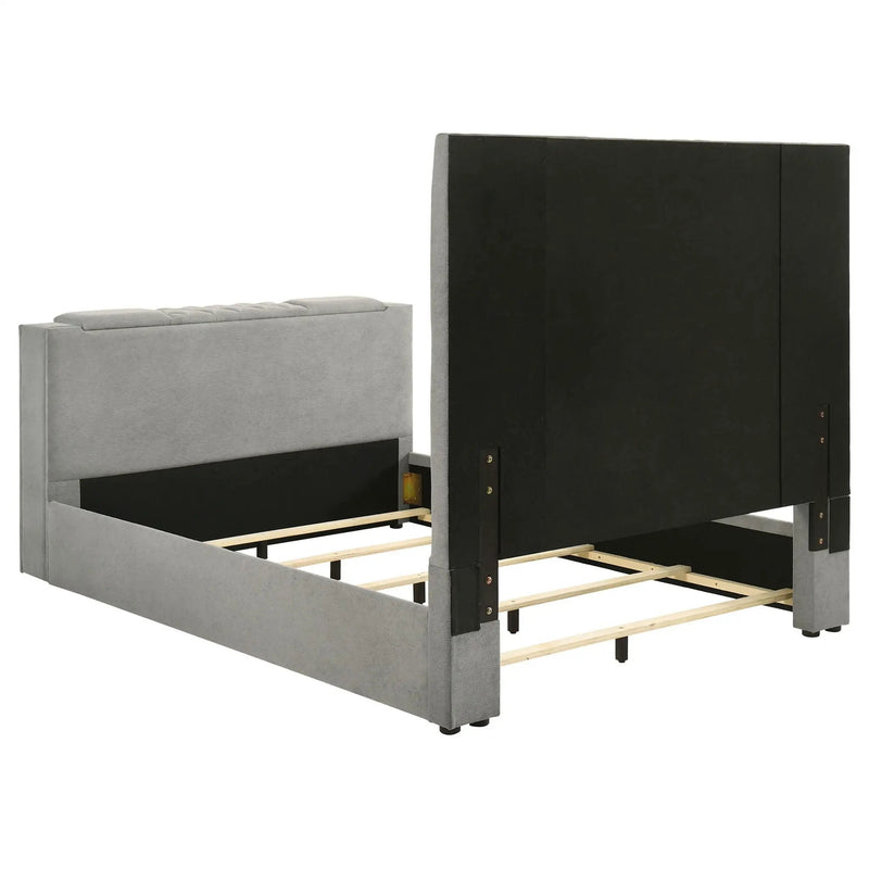 Tara 61-inch Upholstered Queen Panel TV Bed Grey by Unique Piece Furniture