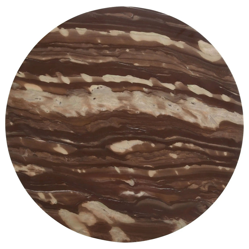 Latifa Round Marble Top Accent Side Table Red and Black by Unique Piece Furniture