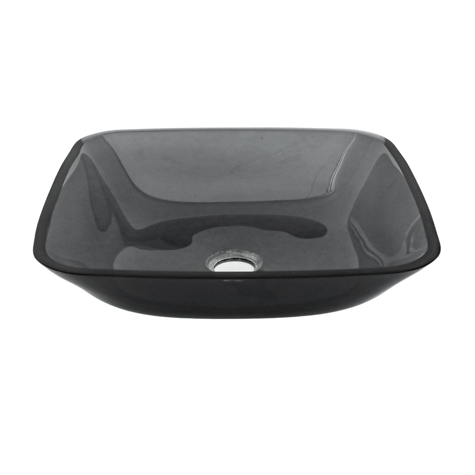 Square Vessel Sink For Bathroom, Above Counter Design With Pop Up Drain, Smooth Rounded Edges - Gray by HouseOfZazla