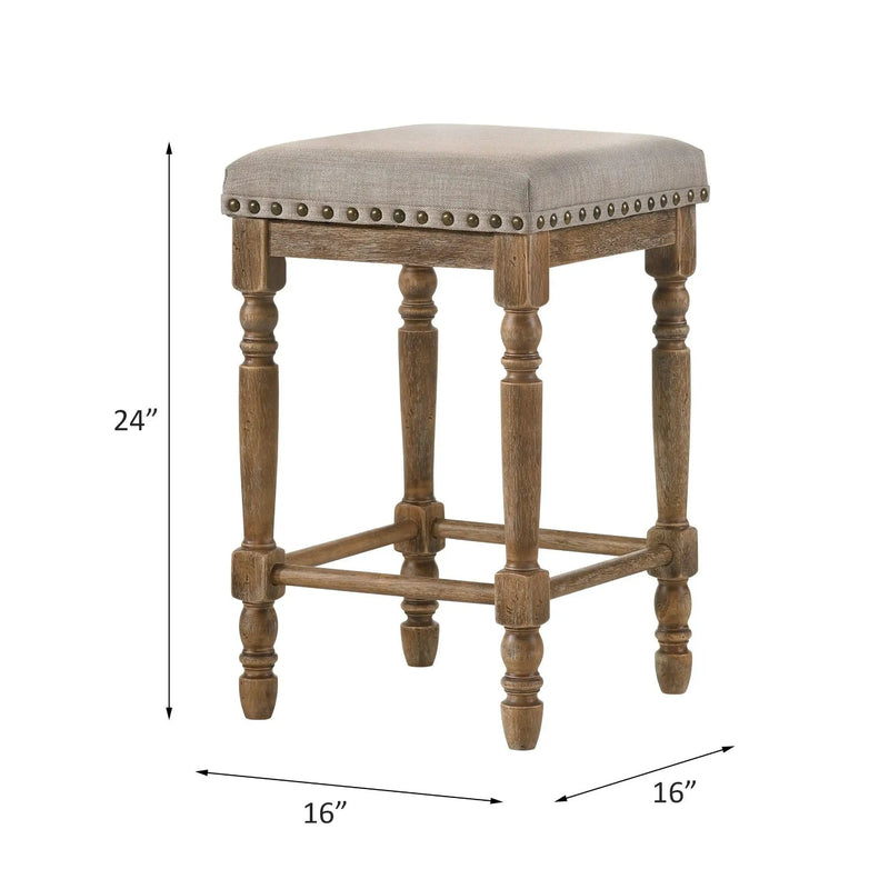 Farsiris - Weathered Counter Height Stool (Set 2) - Beige by HouseOfZazla