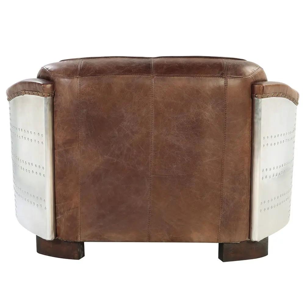 Brancaster - Loveseat - Retro Brown Top Grain Leather & Aluminum by Unique Piece Furniture