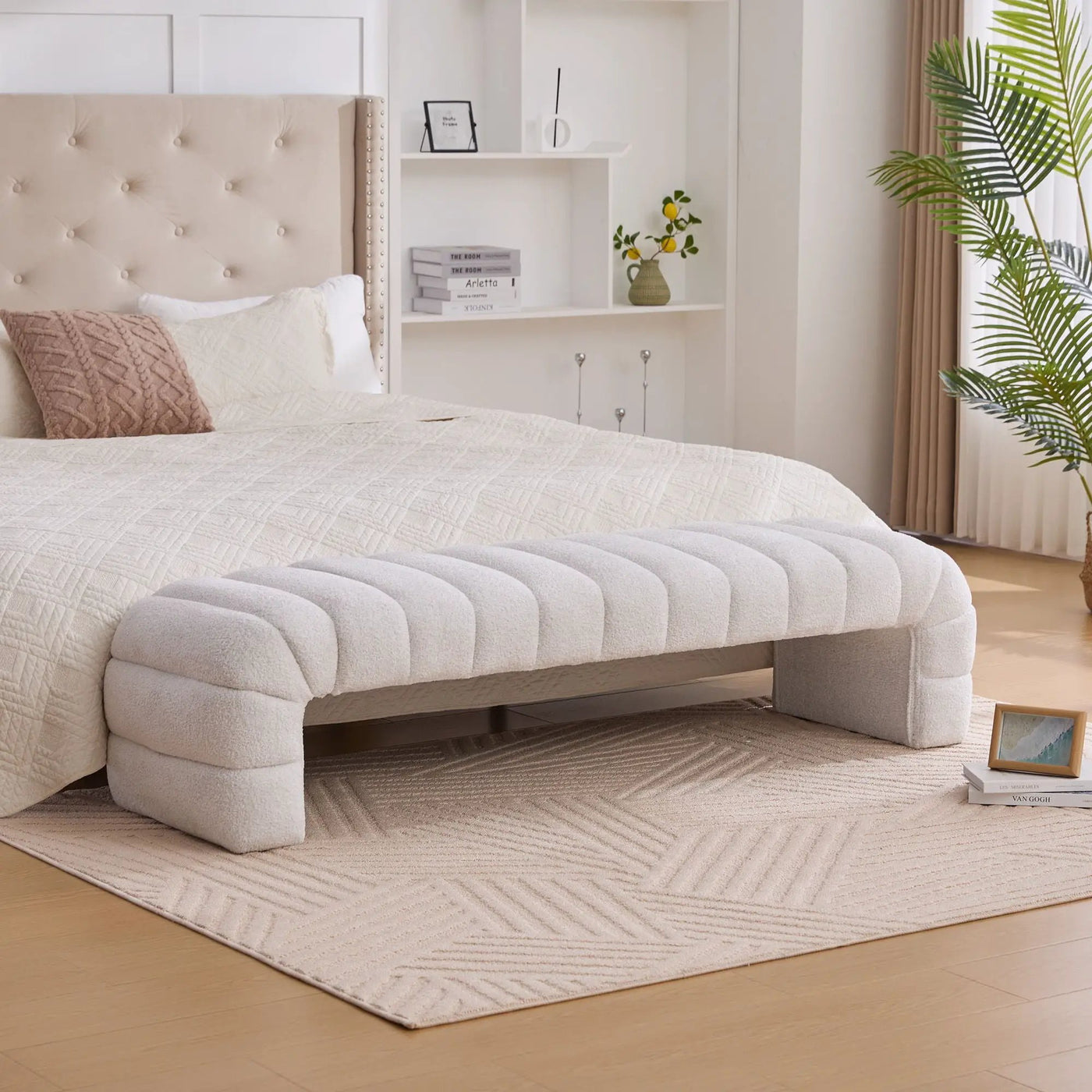 Modern Upholstered Armless Bed Bench With Channel Tufted Design by Unique Piece Furniture
