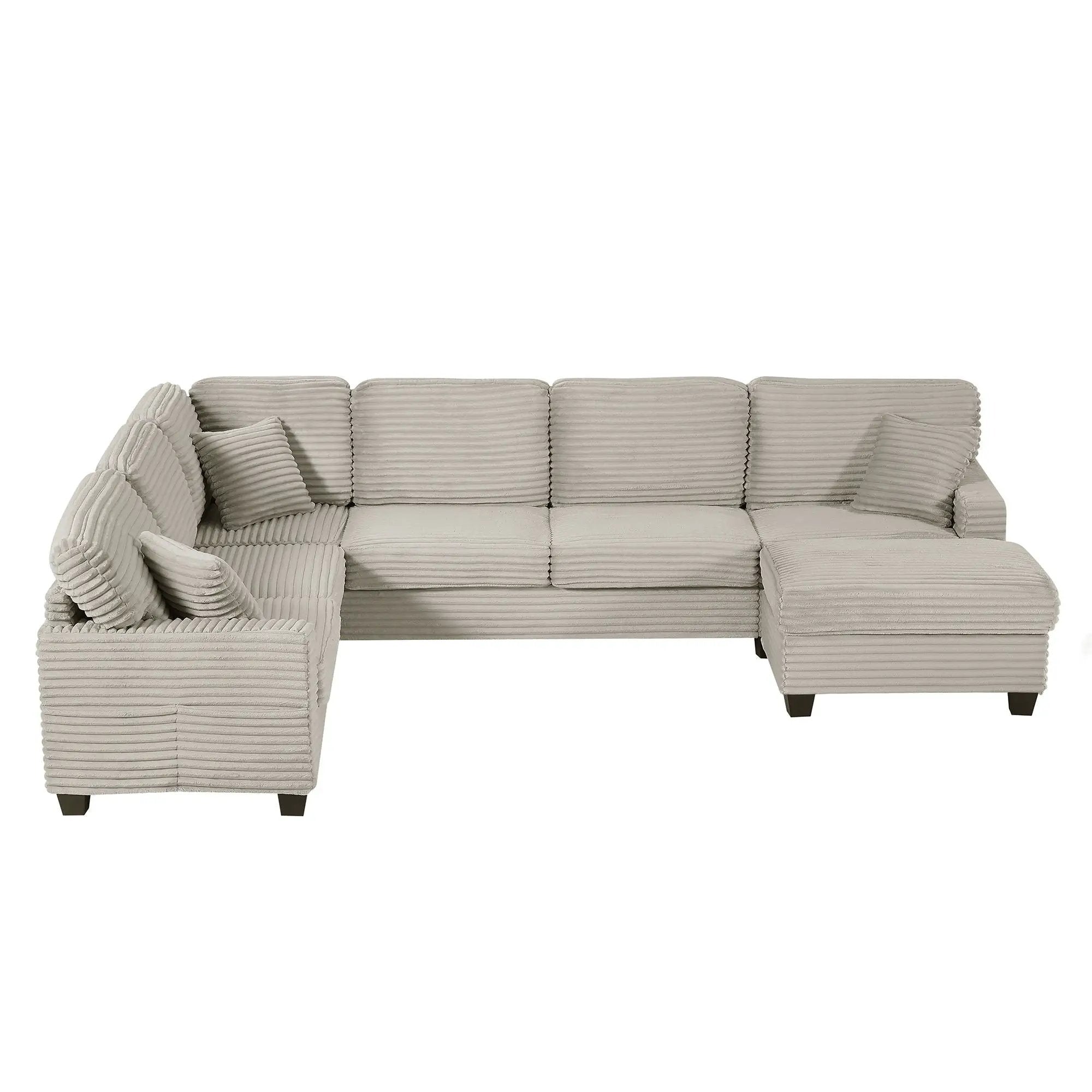 Upholstered U-Shaped Sectional Sofa With Movable Ottoman And Side Storage Pockets by Unique Piece Furniture
