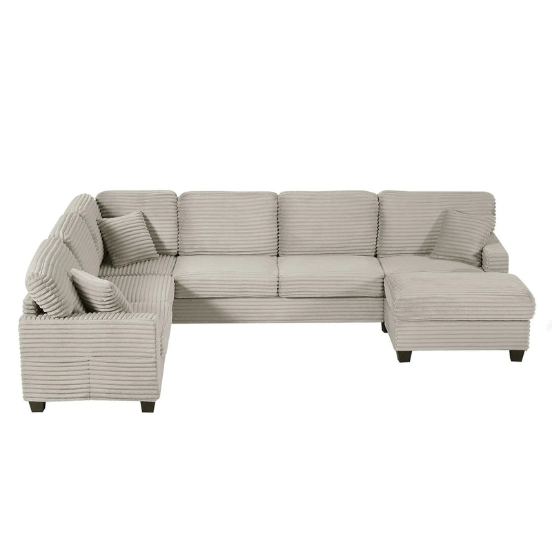 Upholstered U-Shaped Sectional Sofa With Movable Ottoman And Side Storage Pockets by Unique Piece Furniture
