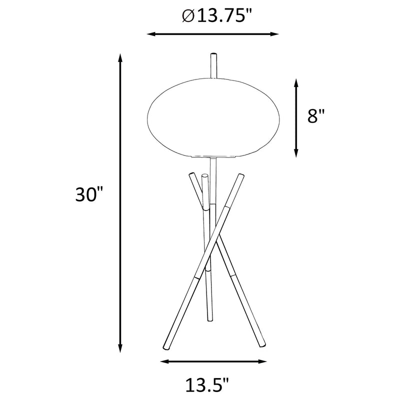 Clarendon - Orb Shade Tripod Table Lamp Desk & Bedside Lamp - Black by HouseOfZazla