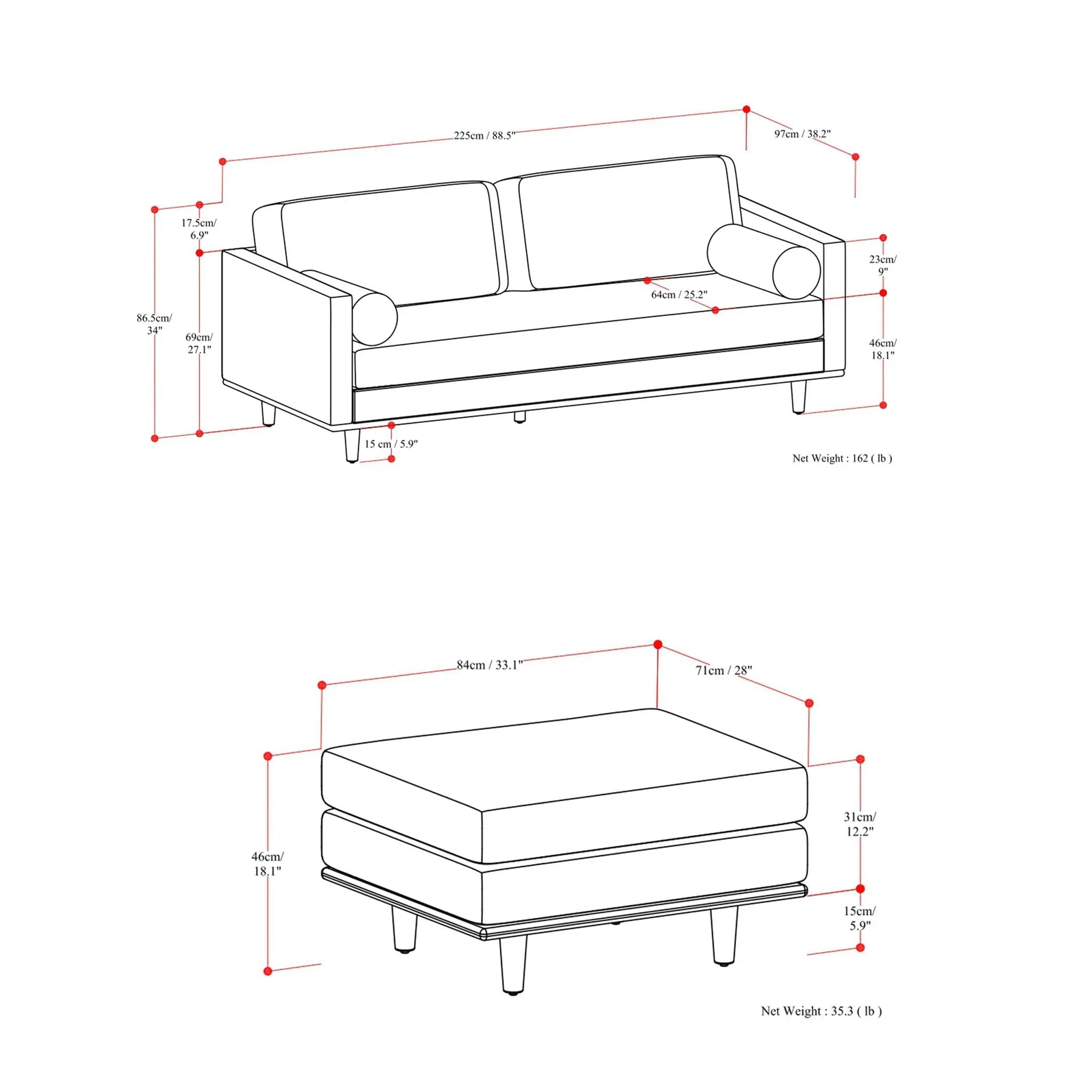 Morrison - Sofa And Ottoman Set by HouseOfZazla