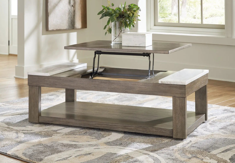Loyaska - Lift Top Cocktail Table - Grayish Brown / White by Unique Piece Furniture