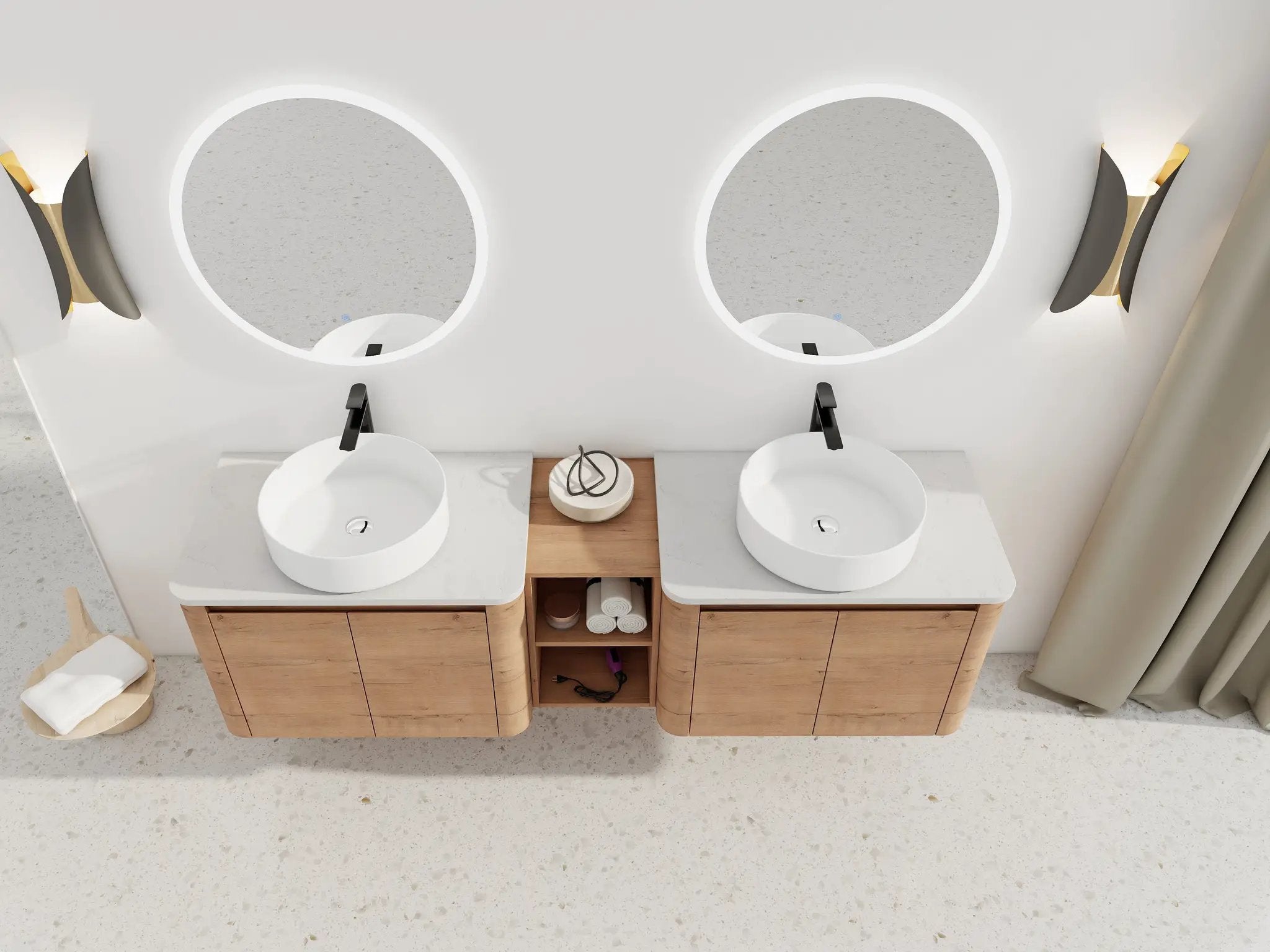 72" Wall-Mounted Bathroom Vanity With Ceramic Art Sink by HouseOfZazla