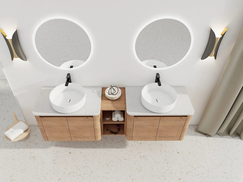 72" Wall-Mounted Bathroom Vanity With Ceramic Art Sink by HouseOfZazla