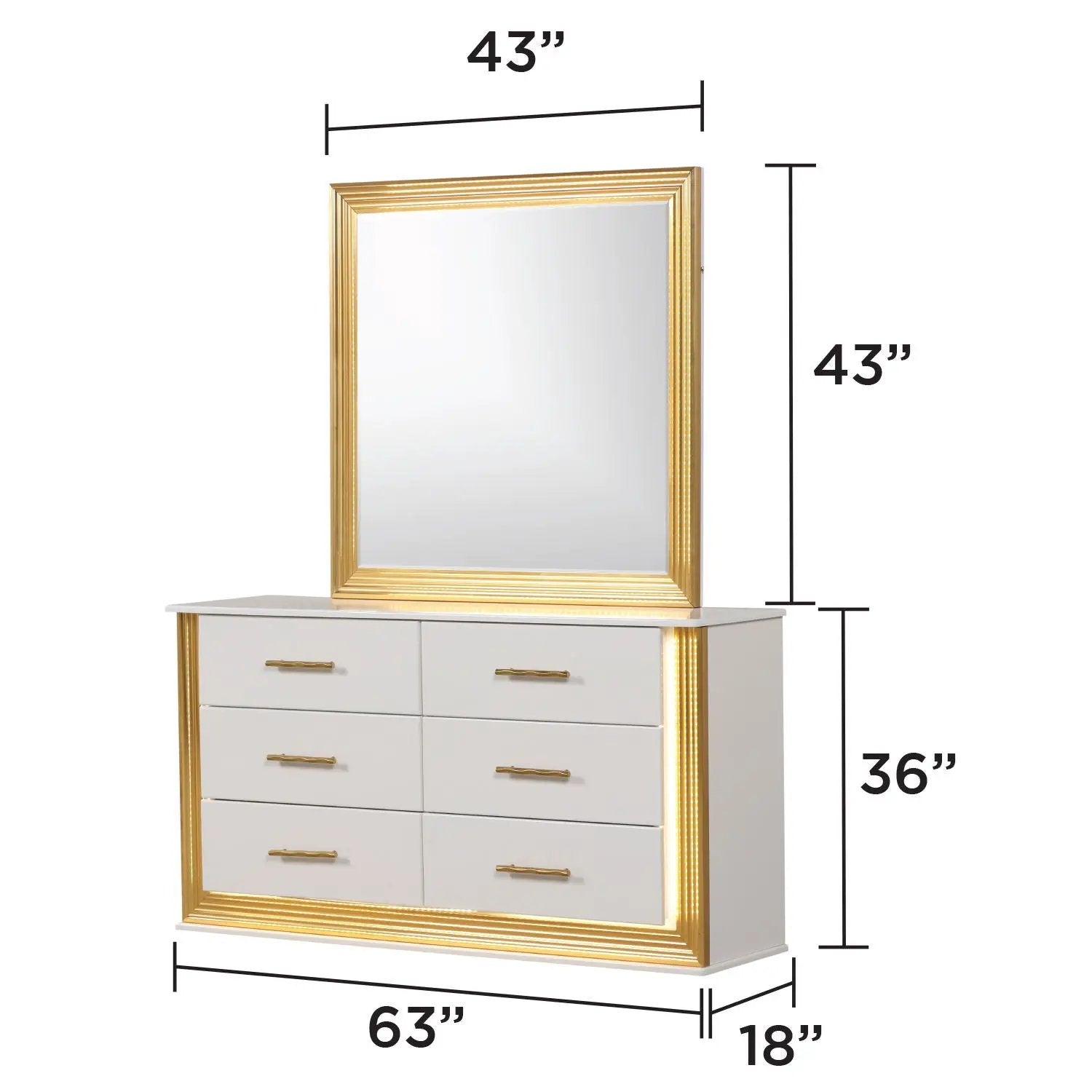 Obsession - 6 Drawer Dresser - White by HouseOfZazla