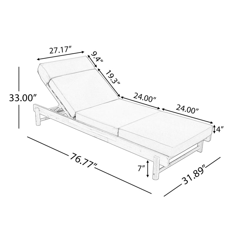 Light Teak Acacia Wood Chaise Lounge Set by HouseOfZazla