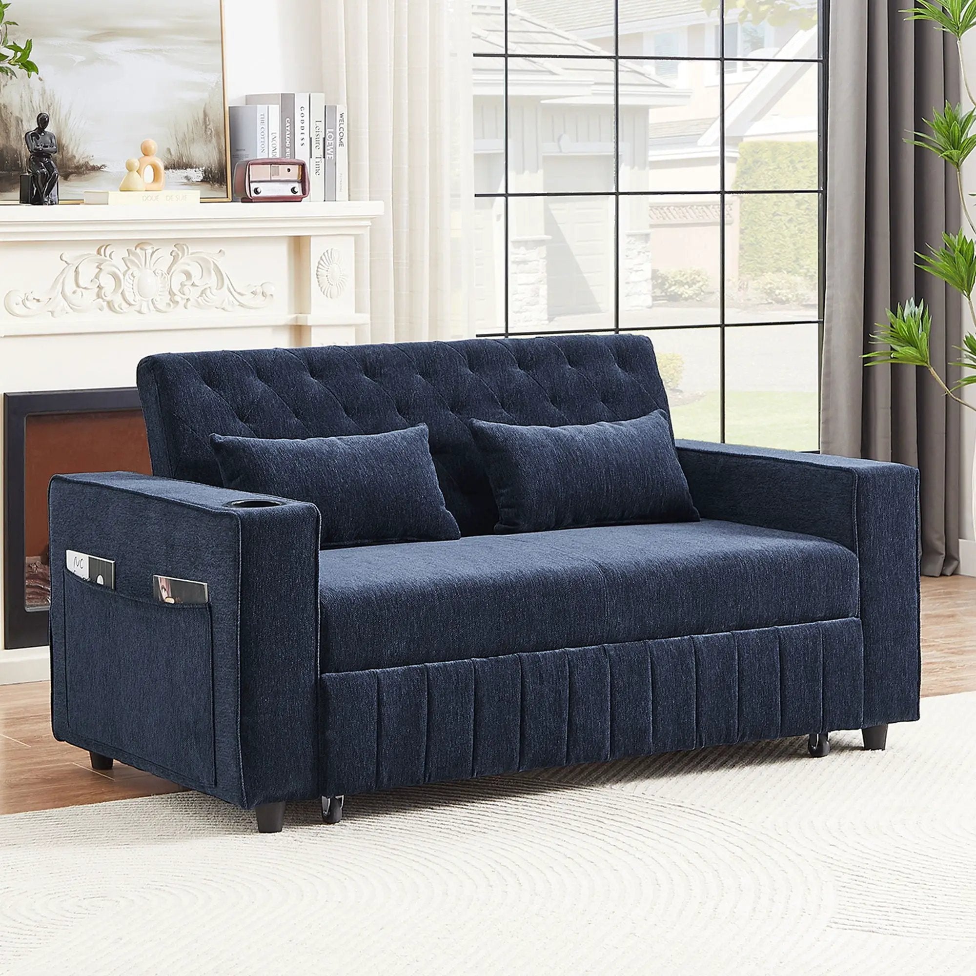Pull-Out Sofa Bed Convertible Couch With Adjustable Backrest For Living Room by HouseOfZazla