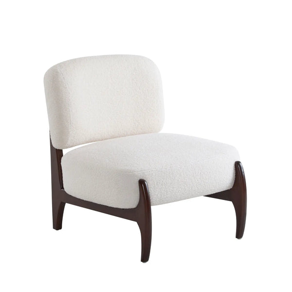 Modern Boucle Lounge Chair With Solid Wood Frame