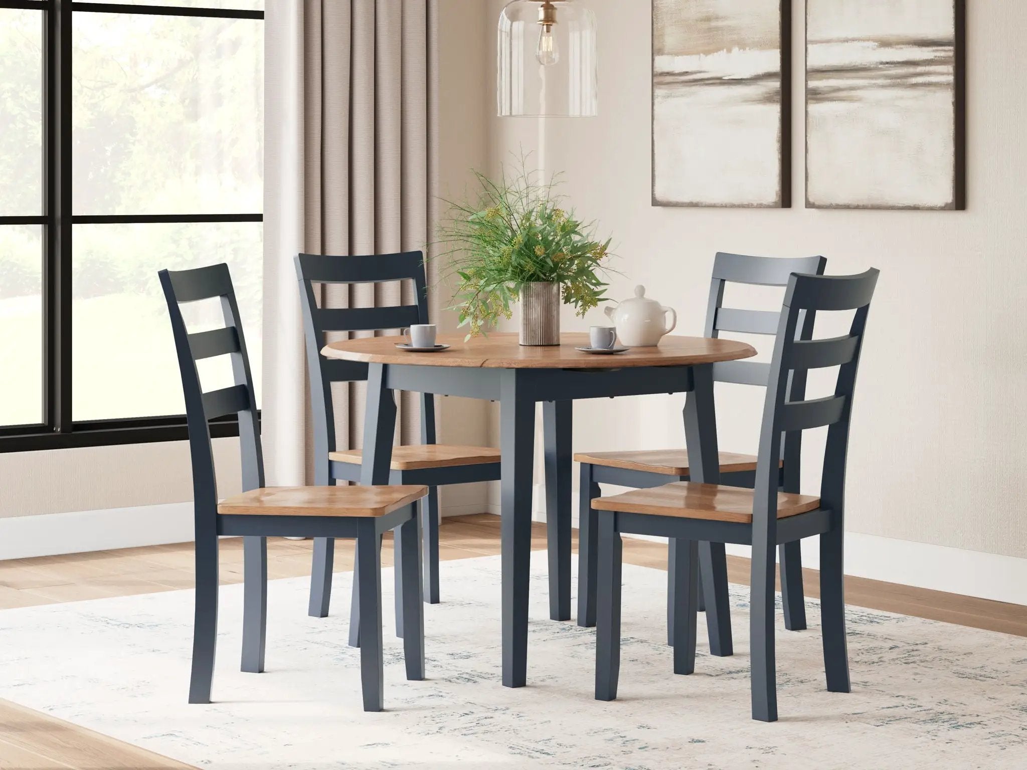 Gesthaven - Round Dining Room Drop Leaf Table Set by Unique Piece Furniture