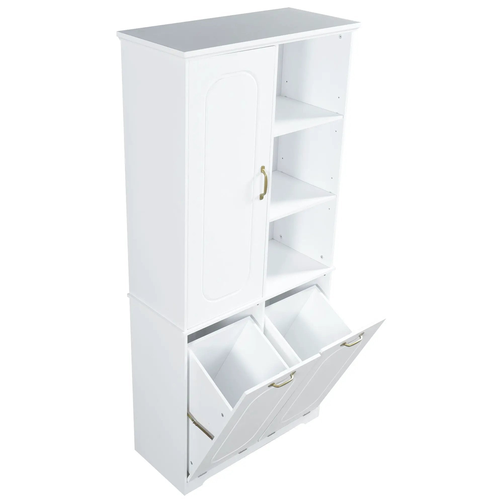 Freestanding Tall Storage Cabinet With 2 Tilt-Out Hampers by HouseOfZazla