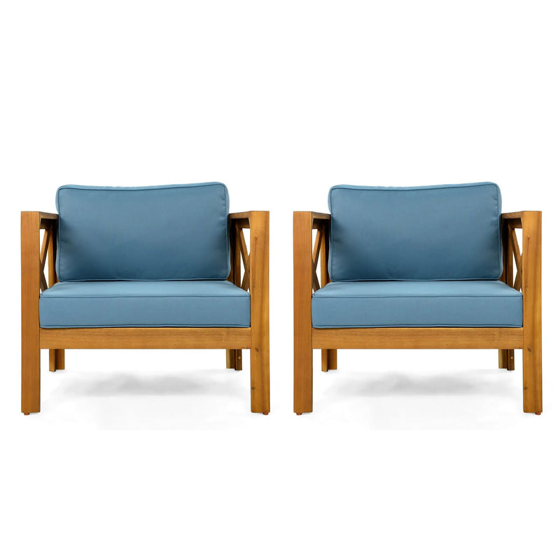 Patio Conversation Set, Outdoor Wood Conversation Seat (Set of 2) by HouseOfZazla