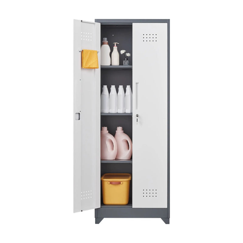 Lockers With Locking Doors, Adjustable Shelves, High Broom Tool Storage Cabinet by HouseOfZazla