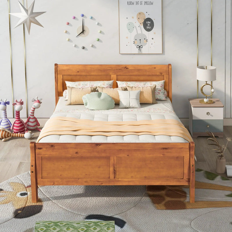Platform Bed Frame Mattress Foundation Sleigh Bed With Headboard / Footboard / Wood Slat Suppor by Unique Piece Furniture