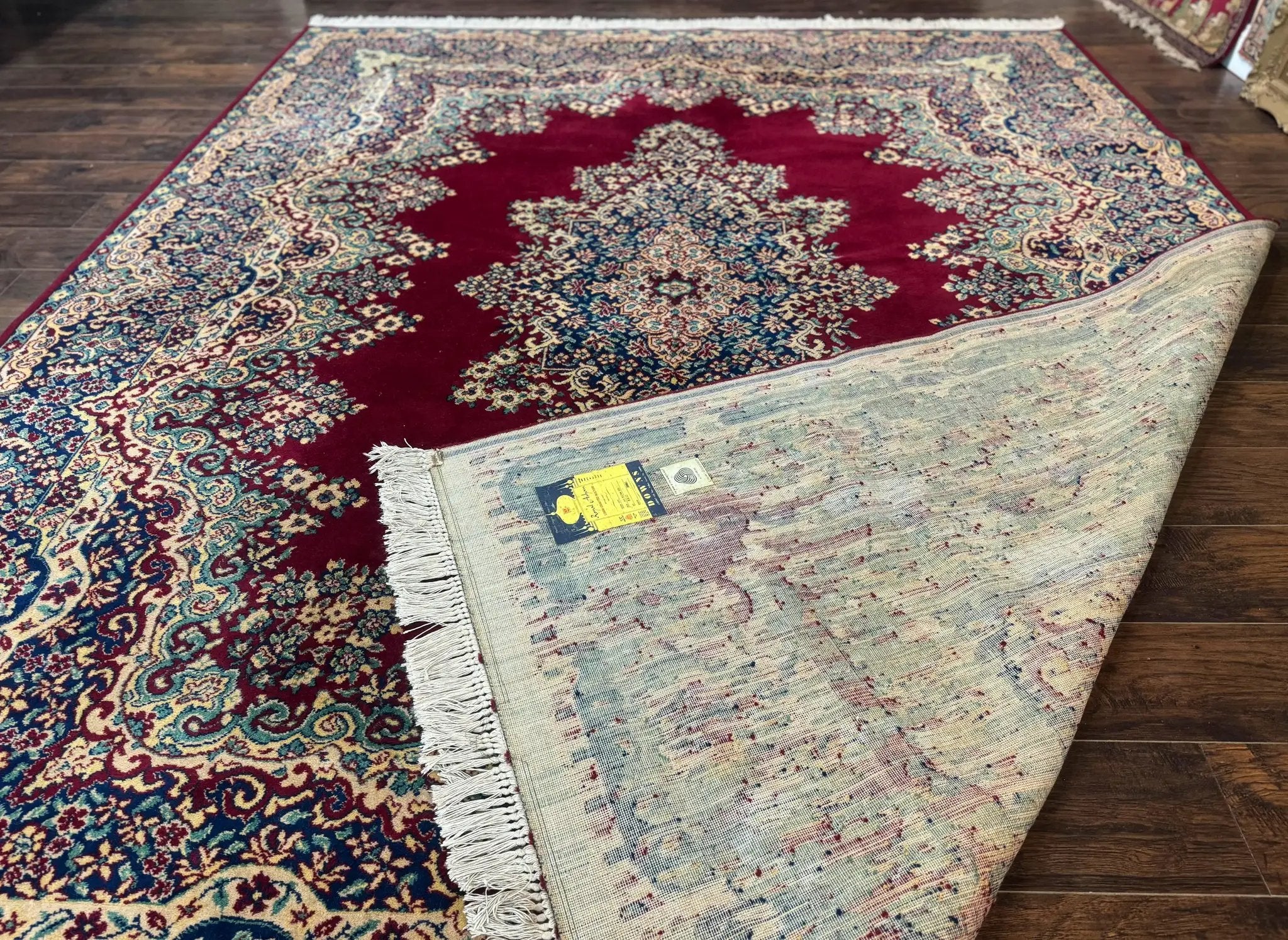 Power Loomed Persian Oriental Rug 9x12, Vintage Wool Pile, Kirman Design by Jewel Rugs