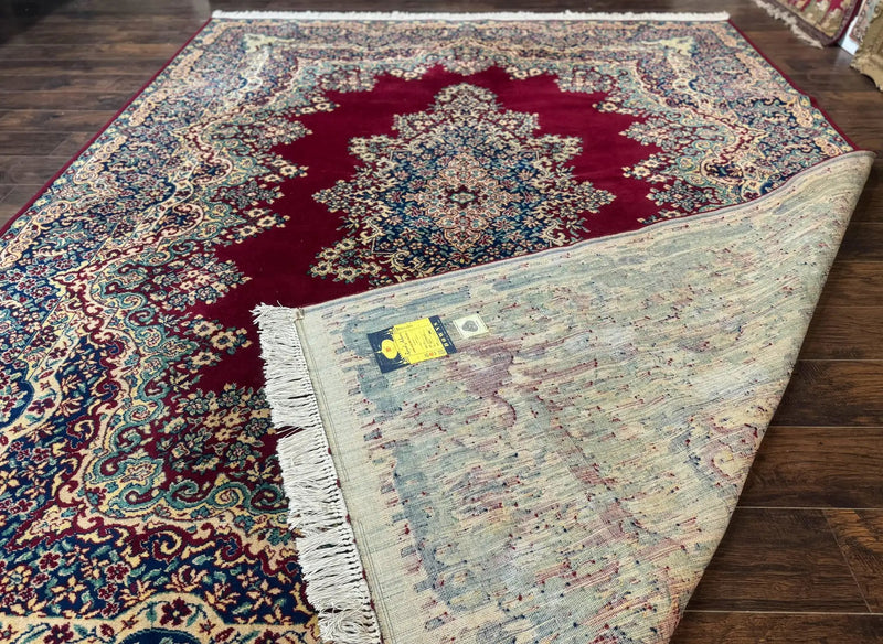 Power Loomed Persian Oriental Rug 9x12, Vintage Wool Pile, Kirman Design by Jewel Rugs