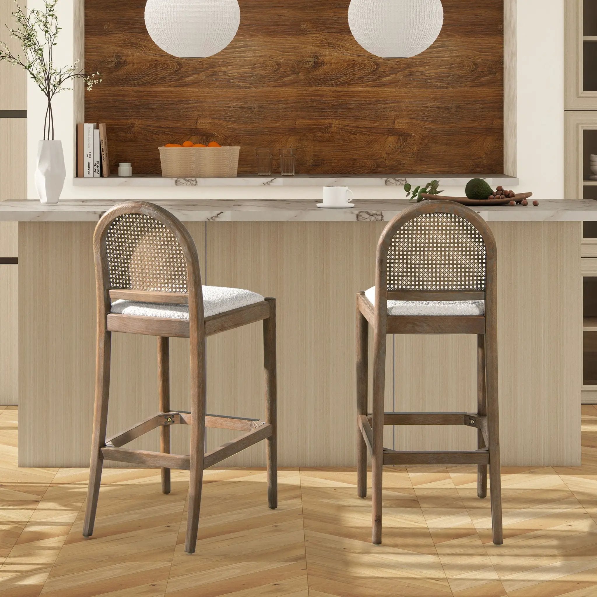 Panama - Curved Back Cane Bar Stool (Set of 2) by Unique Piece Furniture