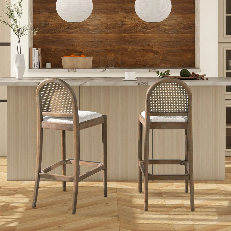 Panama - Curved Back Cane Bar Stool (Set of 2) by HouseOfZazla