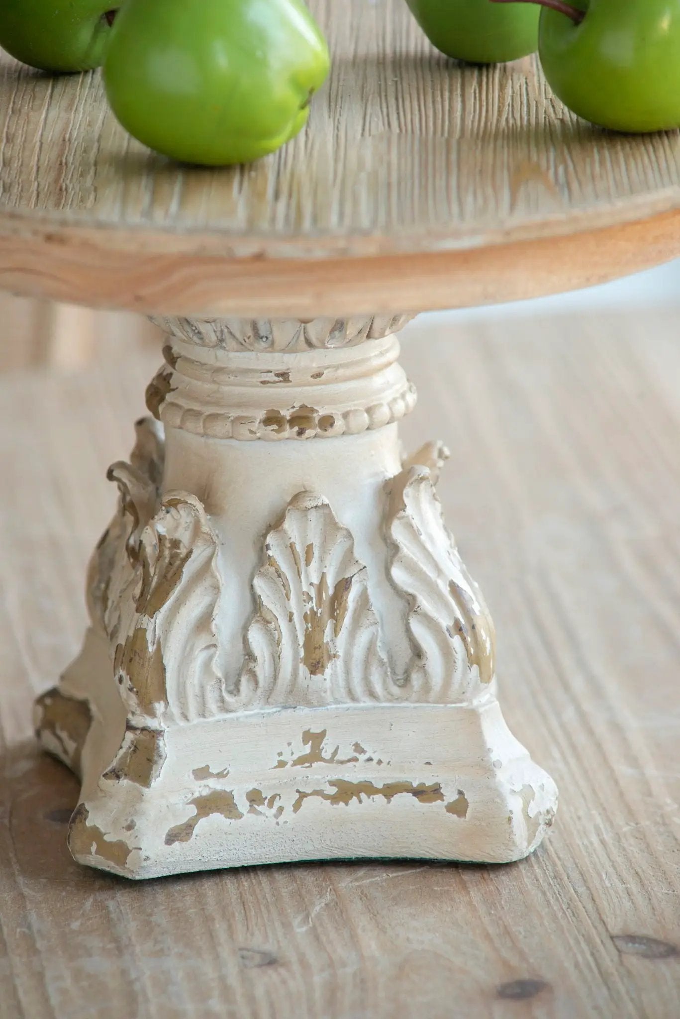 Cake Stand, Wood Cake Plate With Magnesium Base - Cream / Brown by HouseOfZazla
