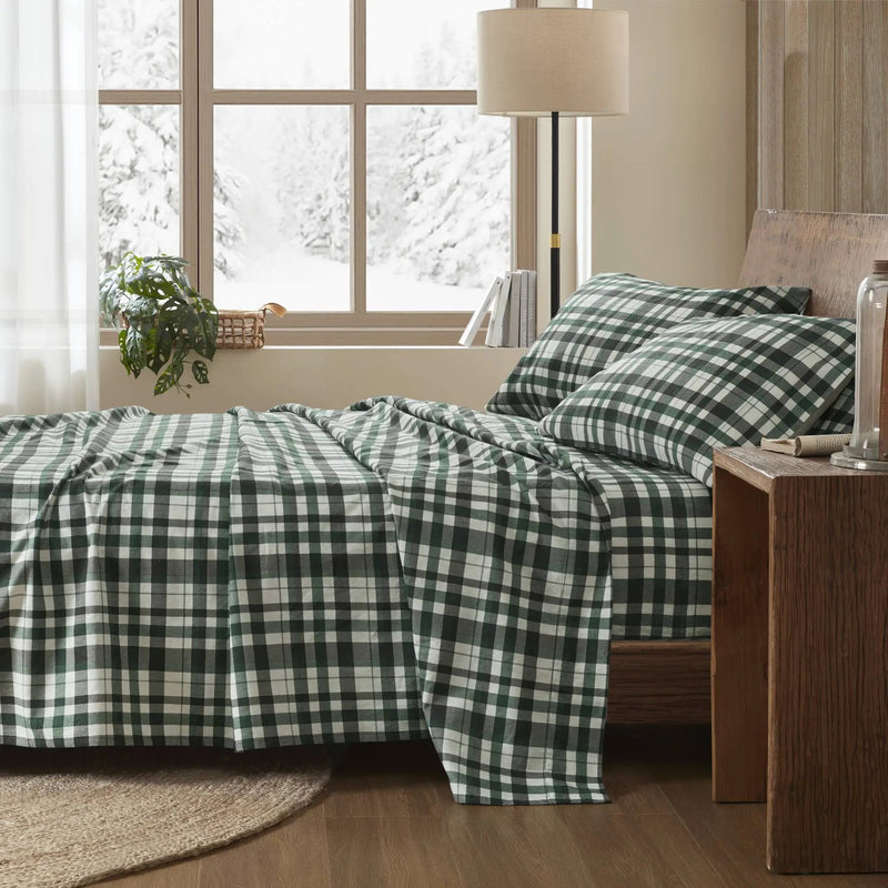 4 Pieces Queen 100% Cotton Flannel Printed Sheet Set Finton by HouseOfZazla