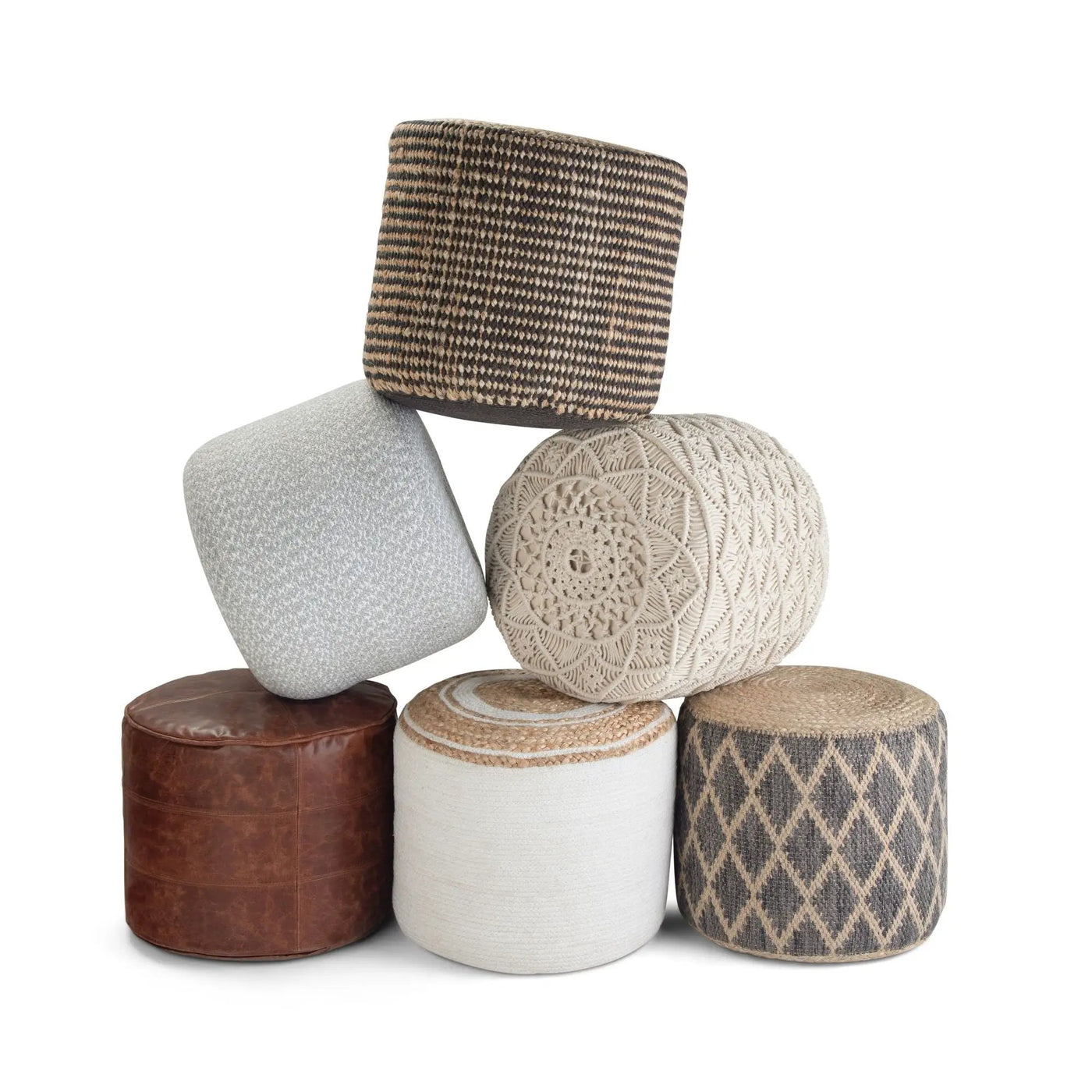 Serena - Handcrafted Round Braided Pouf by Unique Piece Furniture