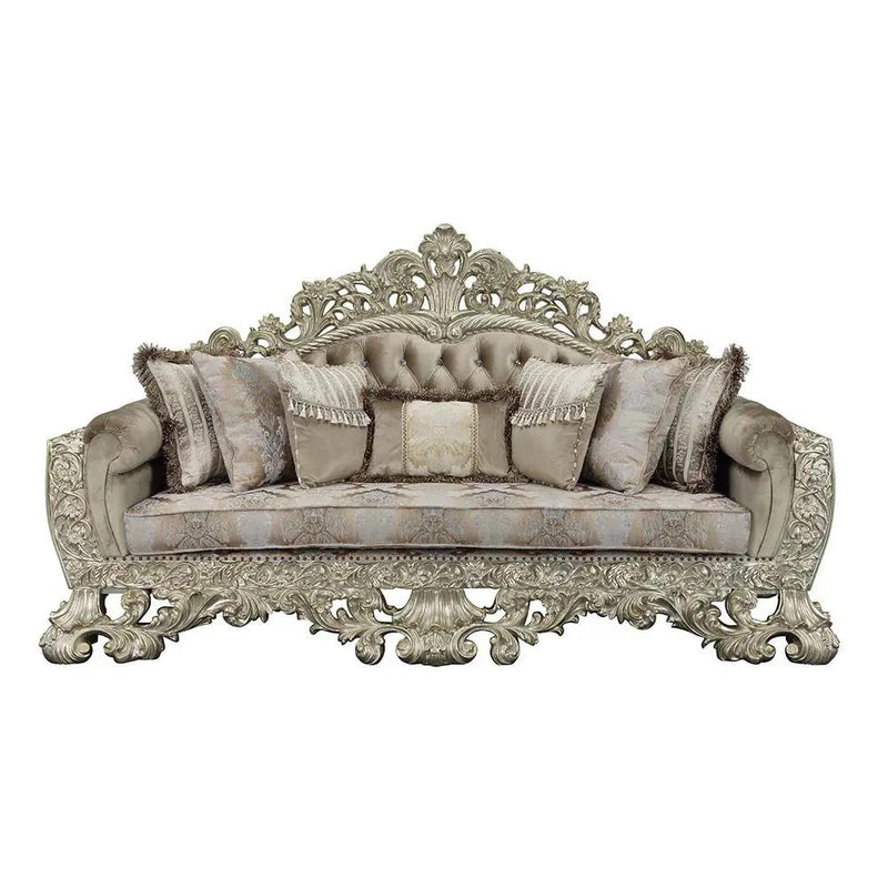Sorina - Sofa With 7 Pillows - Velvet, Fabric & Antique Gold by Unique Piece Furniture