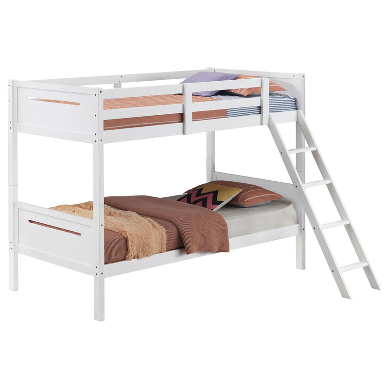 Bunk Bed With Built In Ladder, Safety Guardrails And Angled Access Step by HouseOfZazla