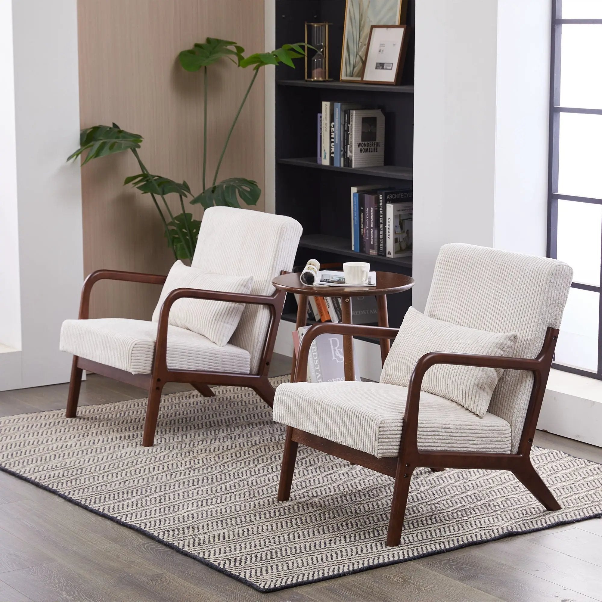 Accent Chair With Pillow And Wood Frame